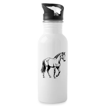 Pferd - Trinkflasche mit integriertem Trinkhalm - Weiß - Rechts