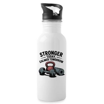 Stronger Today, Calmer Tomorrow – Fit & Zen - Water bottle with straw - white - Right