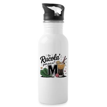 "Rucola vs. Rumcola" - Humor zum Anziehen - Trinkflasche mit integriertem Trinkhalm - Weiß - Rechts