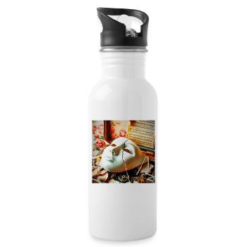 Décor rétro de Mask Break - Gourde avec paille intégrée - blanc - Droite