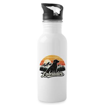 Labrador Retriever Hund Pfote Wald Berge - Trinkflasche mit integriertem Trinkhalm - Weiß - Rechts