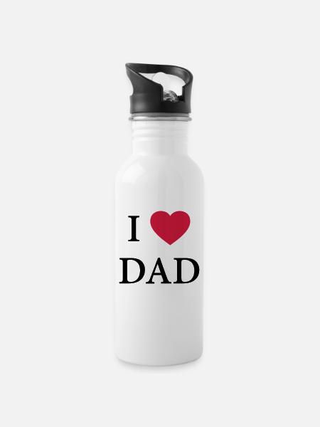 I HEART DAD – LOVE - Drikkeflaske med integreret sugerør - hvid