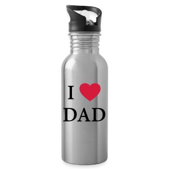 I HEART DAD - LOVE - Water bottle with straw - silver - Right