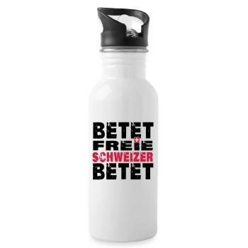 Betet freie Schweizer betet - Trinkflasche mit integriertem Trinkhalm - Weiß - Rechts