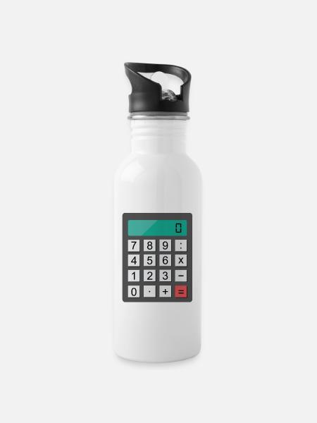 calculator - Water bottle with straw - white