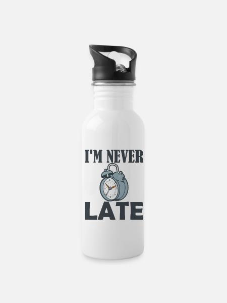 In the never late alarm clock - Water bottle with straw - white