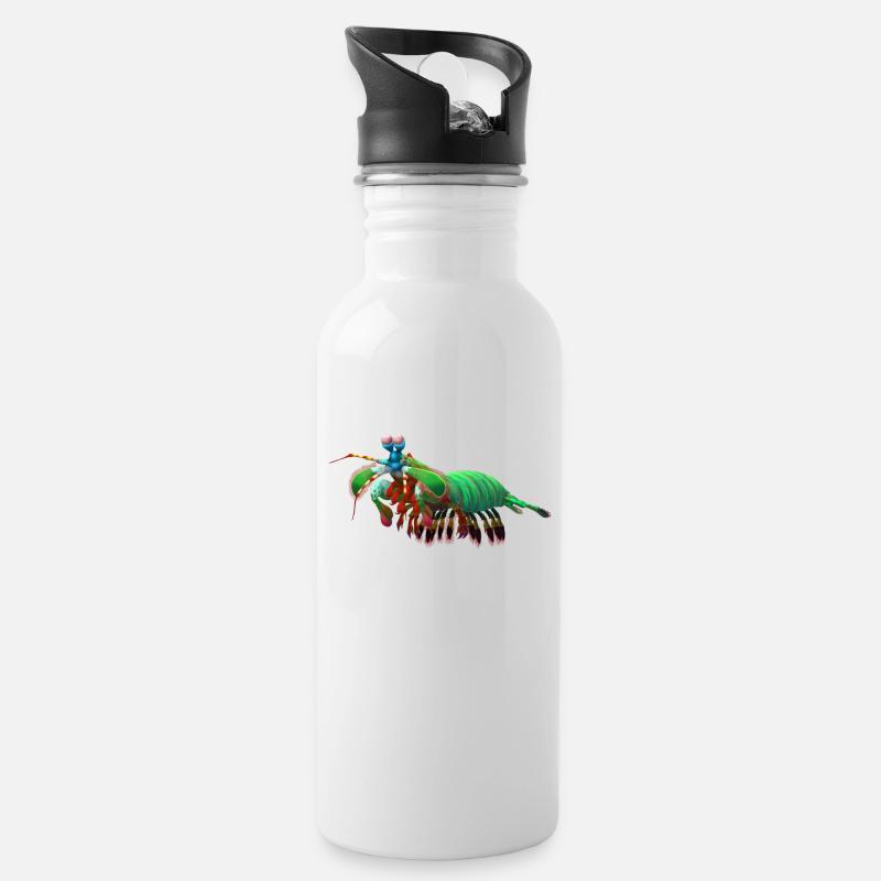 Mantisgarnelen - Trinkflasche mit integriertem Trinkhalm - Weiß