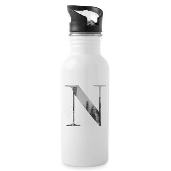 New York Letter N - Water bottle with straw - white - Right
