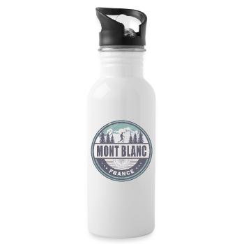 Mont Blanc France French Alps Vintage Hiking - Water bottle with straw - white - Right