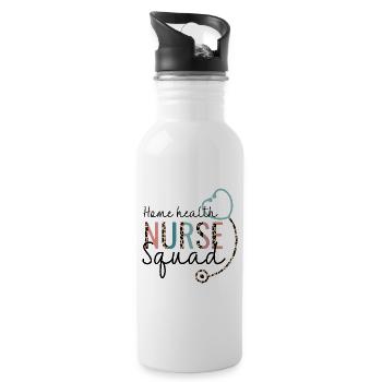 Home health Nurse Squad Leopard Stethoscope Heart - Water bottle with straw - white - Right