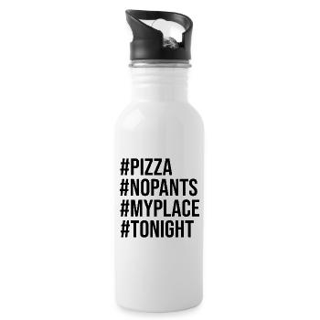 #pizzanight (black) - Water bottle with straw - white - Right