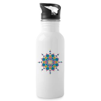 Fantasiemuster - Trinkflasche mit integriertem Trinkhalm - Weiß - Rechts