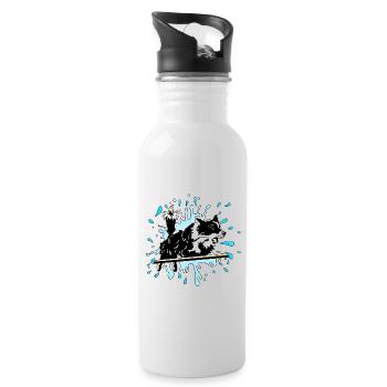 border collie agility splash - Gourde avec paille intégrée - blanc - Droite