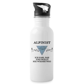 bergwandern servus gipfel alpinist bergsport - Trinkflasche mit integriertem Trinkhalm - Weiß - Rechts