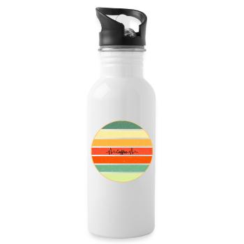 Coffee Retro Sunset - Water bottle with straw - white - Right