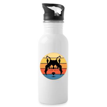 Drôle Kawaii Mignon Husky Dog Vintage Retro Sunset - Gourde avec paille intégrée - blanc - Droite