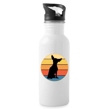 Mignon Chihuahua Dog Breed Vintage Retro Sunset - Gourde avec paille intégrée - blanc - Droite