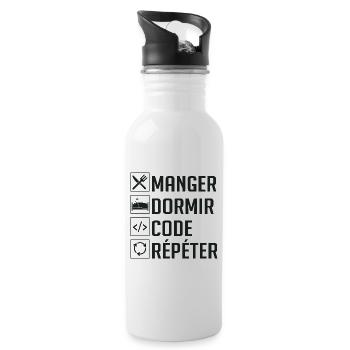 Manger, Dormir, Code, Répéter - Gourde avec paille intégrée - blanc - Droite