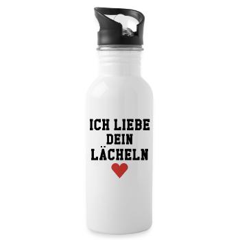 Ich liebe dein Lächeln - Trinkflasche mit integriertem Trinkhalm - Weiß - Rechts
