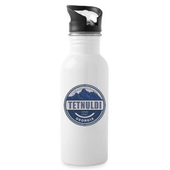 Tetnuldi Georgia Vintage Mountain Hiking Design - Water bottle with straw - white - Right