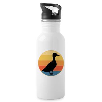 Niedliche Ente Vintage Retro Sonnenuntergang Tierliebhaber Design - Trinkflasche mit integriertem Trinkhalm - Weiß - Rechts