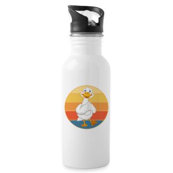 Niedliche Ente Vintage Retro Sonnenuntergang Tierliebhaber Design - Trinkflasche mit integriertem Trinkhalm - Weiß - Rechts