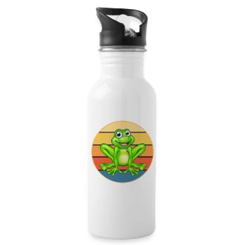 Süßer Frosch Vintage Retro Sonnenuntergang Tierliebhaber - Trinkflasche mit integriertem Trinkhalm - Weiß - Rechts