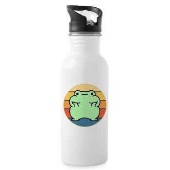 Süßer Frosch Vintage Retro Sonnenuntergang Tierliebhaber - Trinkflasche mit integriertem Trinkhalm - Weiß - Rechts
