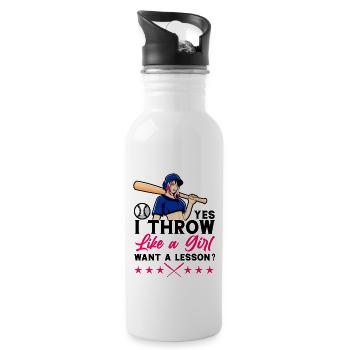 Baseball Spieler Baseball Spielerin Baseball Team - Trinkflasche mit integriertem Trinkhalm - Weiß - Rechts