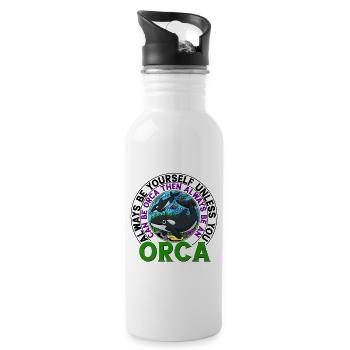 Orca Ozean Wal Orca Fan Meerestier - Trinkflasche mit integriertem Trinkhalm - Weiß - Rechts