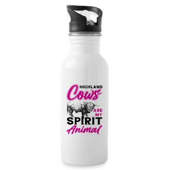 Scottish Highland cattle Highland Cattle - Water bottle with straw - white - Right
