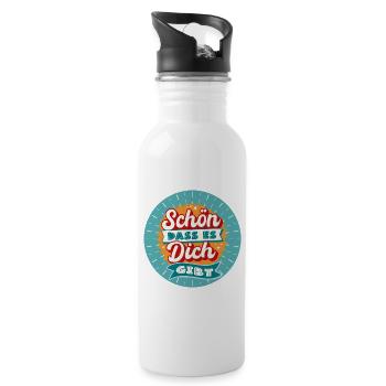 Schön das es Dich gibt - Trinkflasche mit integriertem Trinkhalm - Weiß - Rechts