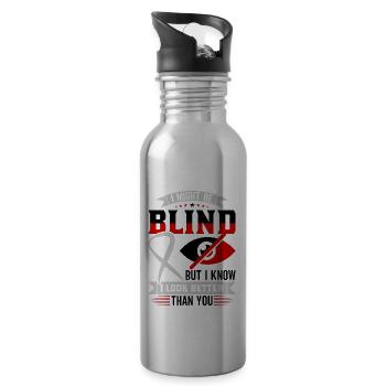 Blindheitsbewusstsein Gesetzlich Blind - Trinkflasche mit integriertem Trinkhalm - Lightsilver - Rechts