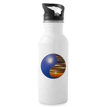 Yin and Yang of the Sun and Moon in the Sky - Water bottle with straw - white - Right