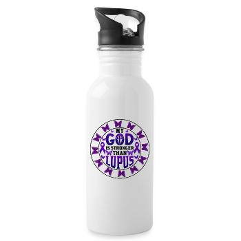 Lupus Bewusstseins Monat - Trinkflasche mit integriertem Trinkhalm - Weiß - Rechts