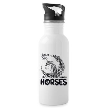 Horse Owner Rider Riding Horse Girl - Water bottle with straw - white - Right