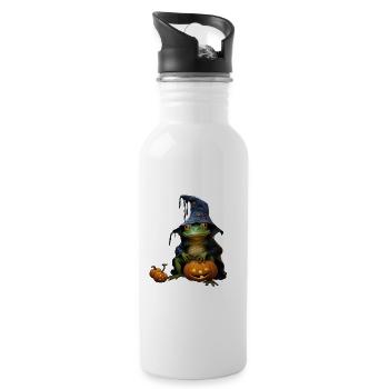 Halloween Frosch - Trinkflasche mit integriertem Trinkhalm - Weiß - Rechts