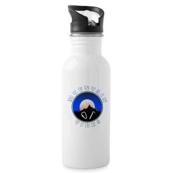Mountain vibes - Moon - circular design logo - Water bottle with straw - white - Right