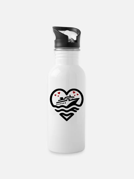 Kreuzfahrt Love - Trinkflasche mit integriertem Trinkhalm - Weiß