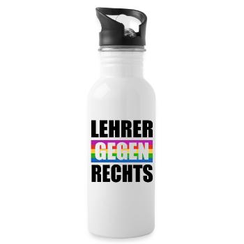 Lehrer gegen rechts - Nie wieder ist jetzt - Trinkflasche mit integriertem Trinkhalm - Weiß - Rechts