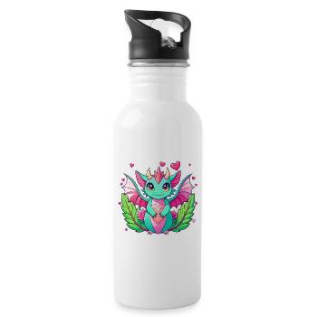 Dragon coloré - Gourde avec paille intégrée - blanc - Droite