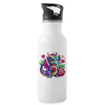 Colorful Dragon - Water bottle with straw - white - Right