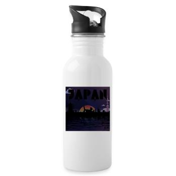 Japan Skyline Retro Galaxy - Trinkflasche mit integriertem Trinkhalm - Weiß - Rechts