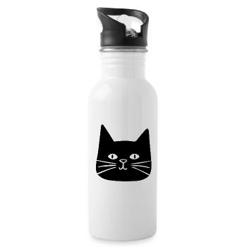 Katzen Katzendame Katzenfreund Katzengesicht - Trinkflasche mit integriertem Trinkhalm - Weiß - Rechts
