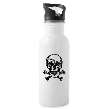 Pirate crâne et os - Gourde avec paille intégrée - blanc - Droite