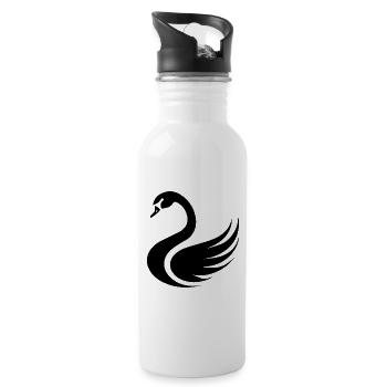 Schwan Schwäne - Trinkflasche mit integriertem Trinkhalm - Weiß - Rechts
