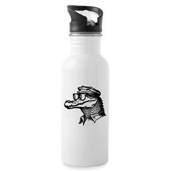 Crocodile Alligator - Water bottle with straw - white - Right