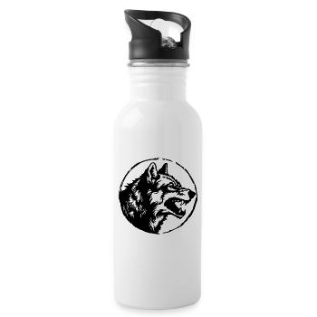 Wolf - Trinkflasche mit integriertem Trinkhalm - Weiß - Rechts