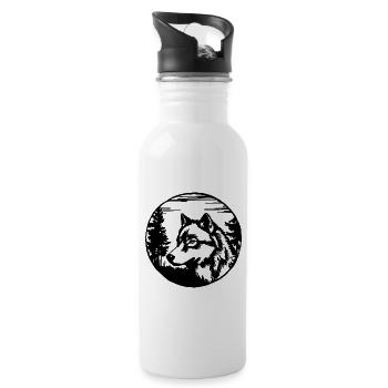 Wolf - Trinkflasche mit integriertem Trinkhalm - Weiß - Rechts