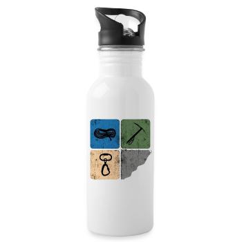 climbing mountaineer alpinist climbing - Water bottle with straw - white - Right